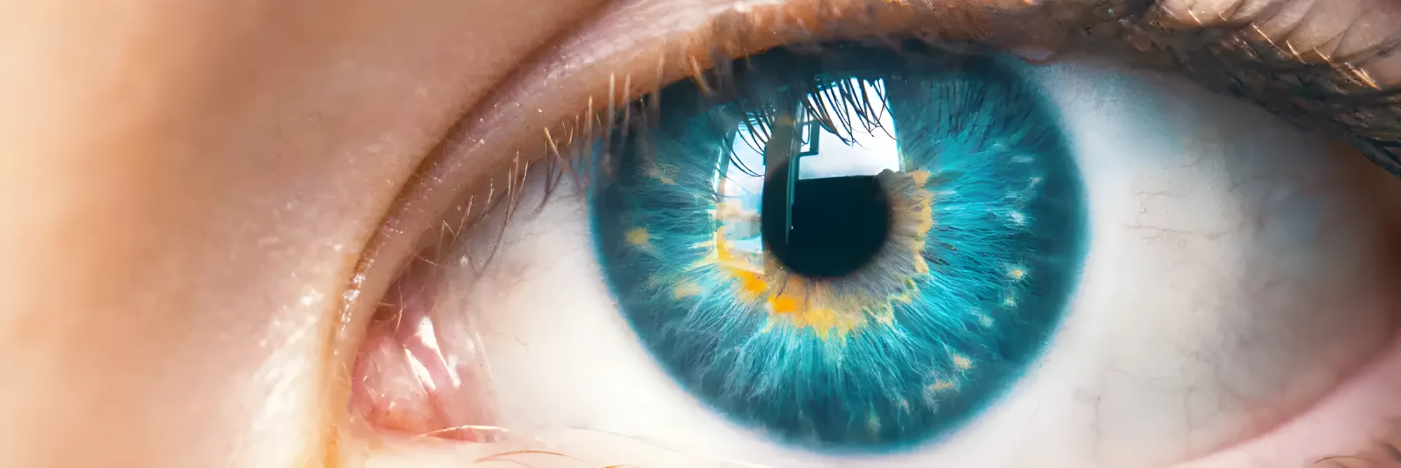 Nahaufnahme eines blauen Auges